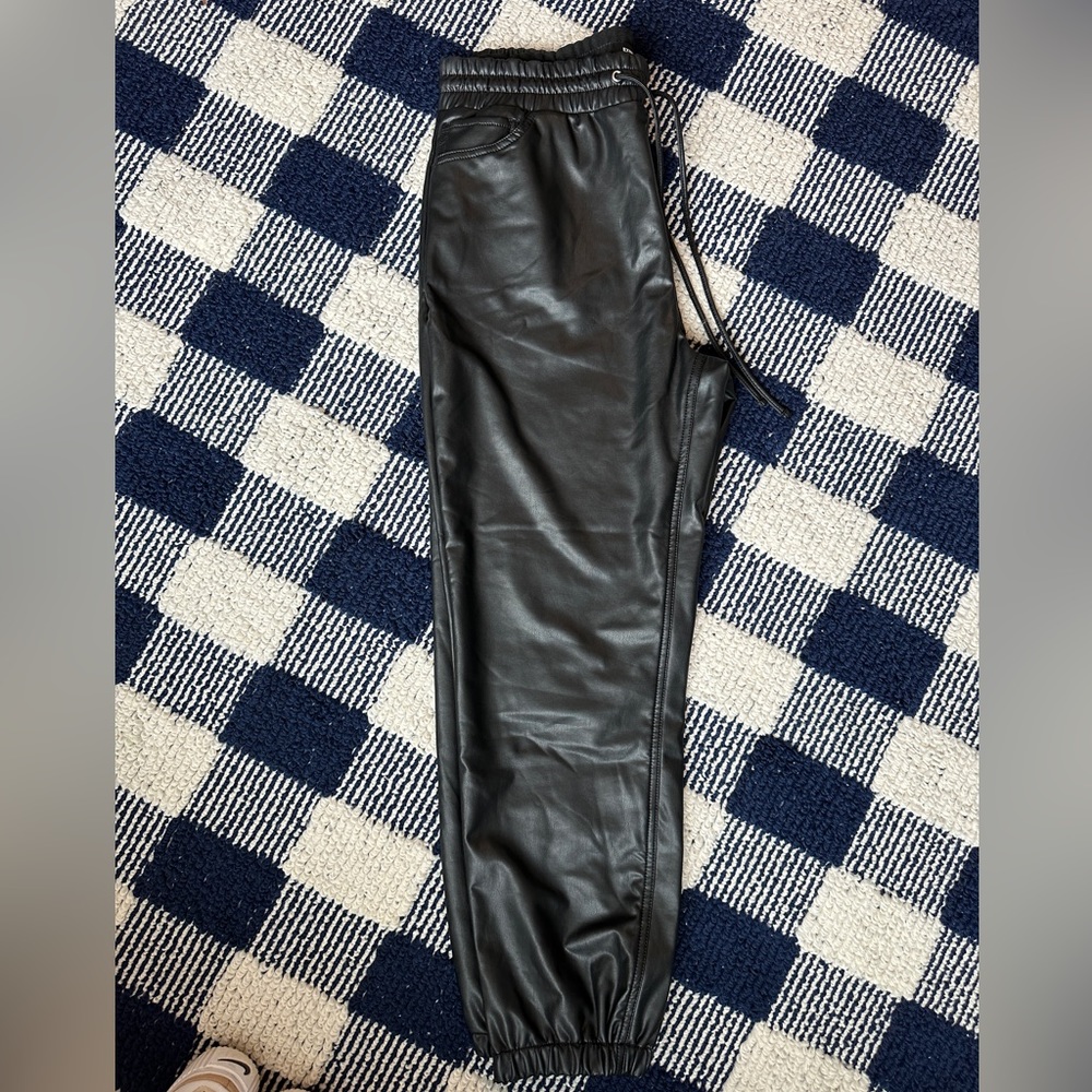Faux leather joggers